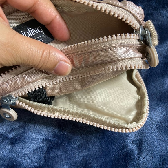 KIPLING Metallic Old Rose Dual Zip Compartment Cosmetic Bag - Picture 3 of 6